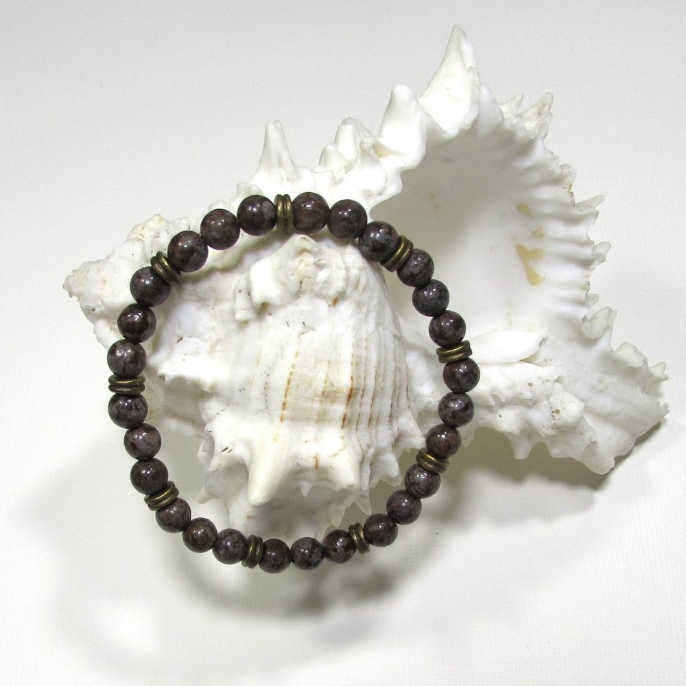 Natural Brown Snowflake Obsidian Gemstone Bracelet